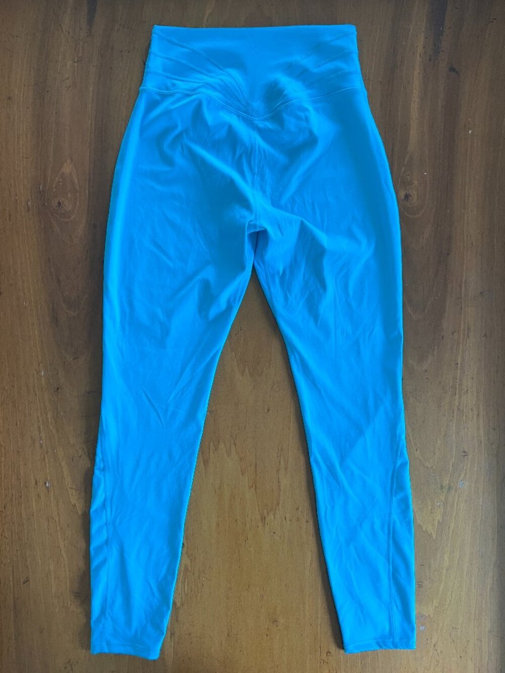 Turquoise Teal High Rise Contour Yoga Leggings Size L Nylon Spandex